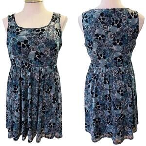 Torrid Plus Size 1 Skull & Roses Watercolor Skater Mini Dress Punk Gothic Tattoo